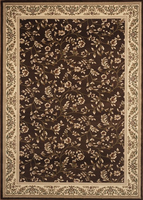 Floral Brown Transitional 5' 3" X 7' 3" High Quality Area Rug