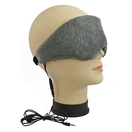 DOLIROX Wired Velvet with Memory Foam Sleeping Eye Patch Music Eye Wear Eye Mask with Embedded Mini Speakers Sleeping Headphones Noise Cancelling (Dark Gray B)