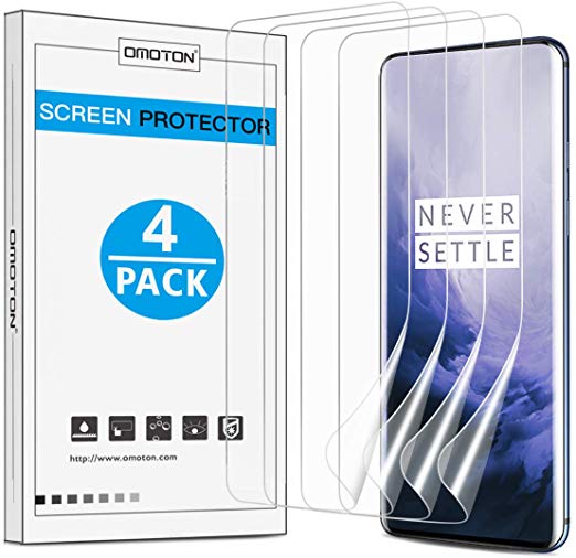 OMOTON [4 Pack TPU Screen Protectors Compatible with OnePlus 7T Pro/ 7 Pro, [NOT Glass] [Case-Friendly] [No Lifting on Edges] [Full coverage]