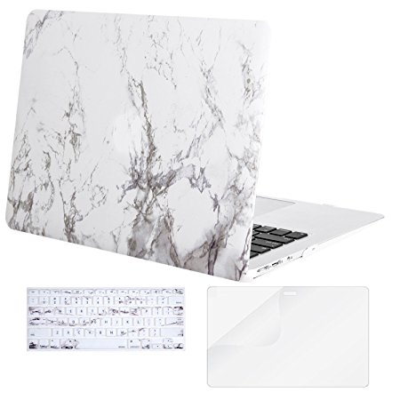 Mosiso Marble Pattern Plastic Hard Case with Keyboard Cover with Screen Protector for MacBook Air 13 inch (Model: A1369 and A1466 )