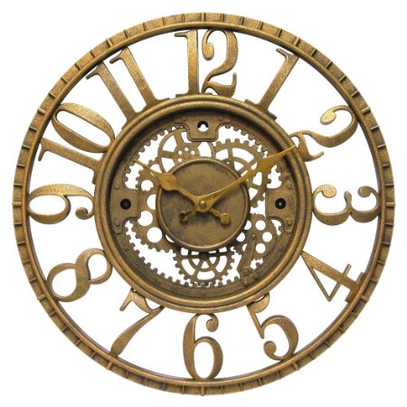 Infinity Instruments Gear Open Dial Resin Clock, Gold