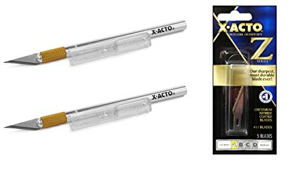 X-ACTO #1 Knife, Z Series With Safety Cap, 2 Pack with X-ACTO Z Series Light-Weight Replacement Stainless Steel Blade