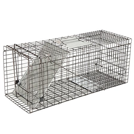 ZENY Live Animal Cage Trap 32" w/Iron Door Steel Cage Catch Release Humane Rodent Cage for Rabbits, Stray Cat, Squirrel, Raccoon, Mole, Gopher, Chicken, Opossum, Skunk & Chipmunks (32" w/Iron Door)