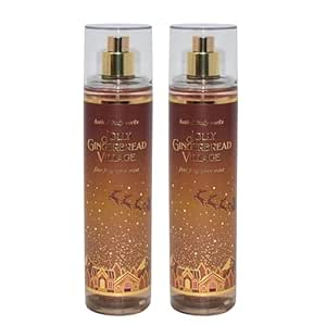 Bath & Body Works Fine Fragrance Mists, Set of 2, 8oz Each Bottle (Jolly Gingerbread Village)