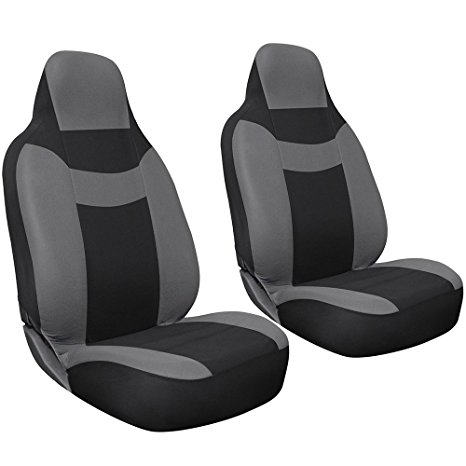 Oxgord 2-Piece Integrated Flat Cloth Bucket Universal Seat Covers, Gray and Black