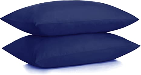 ALEXANDRA'S SECRET HOME COLLECTION Microfiber Pillow Case with Zipper, 2 Pillow Cases (Standard, Navy)