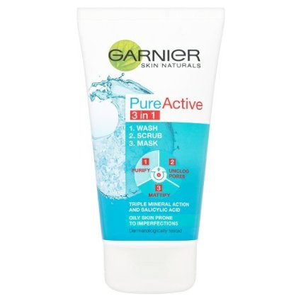 Garnier Pure Active 3-in-1 Wash, Scrub, Mask 150ml