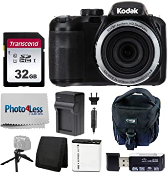 Kodak PIXPRO AZ421 Digital Camera (Black)   Point & Shoot Camera Case   Transcend 32GB SD Memory Card   Extra Battery & Charger   USB Card Reader   Table Tripod   Accessories