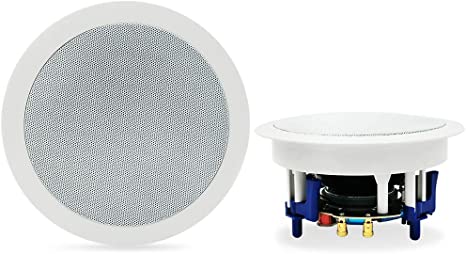 Herdio 5.25 Inches 300 Watts Round Bluetooth Ceiling Speakers 2 Way Flush Mount Stereo Sound Bathroom Speaker For Bedroom Home Living Room