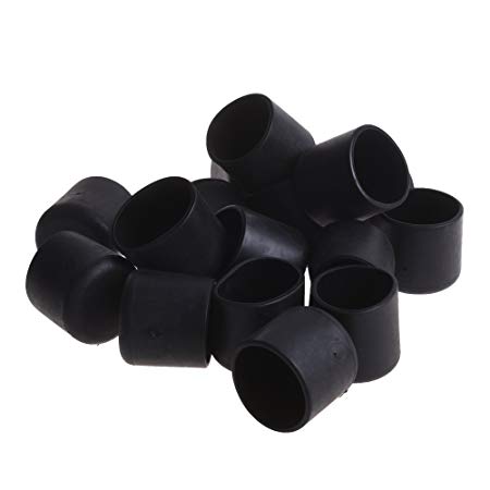 BCP 16pcs Black Color Round Table Chair Rubber Leg Tips Caps Protector, 1 inch