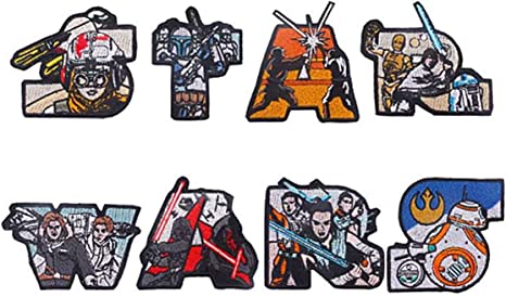 Sci-Fi Wars Letters Themed Embroidered Iron on Patch Set of 8