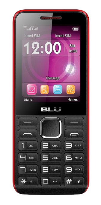 BLU Tank II T193 Unlocked GSM Dual-SIM Cell Phone with Camera and 1900 mAh Big Battery-Retail Packaging-Black Red