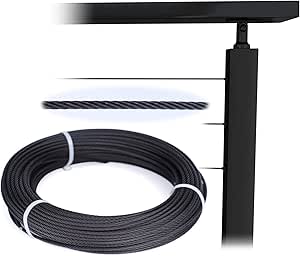 MUZATA 150 ft 1/8" Black Stainless Steel Cable T316 Wire Rope for Indoor Outdoor Black Cable Railing Kit Deck Cable Railing 1800 lb Breaking Strength 7x7 Strand DIY Balustrade Hanging WR19 WP1