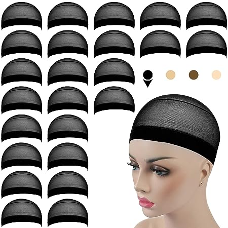 Akstore Mesh Wig Cap Net Natural Nylon Wig Caps (24PCS - Black)