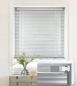 LazBlinds No Tools-No Drill 1" Aluminum Mini Blinds, Cordless Blinds for Windows, Light Filtering Horizontal Blinds and Shades for Window Size 20'' W x 64'' H, Silver Grey