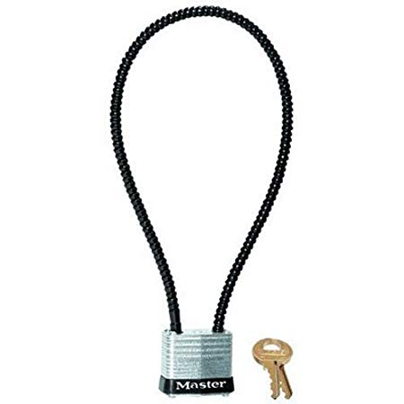 Master Lock Gun Lock, Laminated Steel Padlock with Braided Steel Cable, 1-1/8 in. Wide, 107DSPT