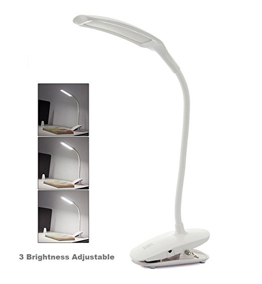 Anpress 3-Level Dimmable USB Rechargeable 14 LED Table Desk Lamp Light Touch Sensor Flexible Clip on Bed Bedside LED Book Reading Lamp