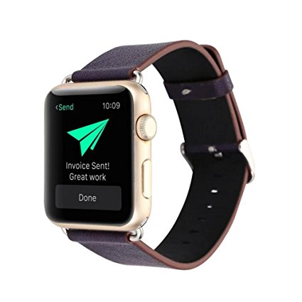 Leather Buckle Wrist Watch Band Strap, Ninasill Exclusive Horses Belt for Watch Apple Watch 38/42 MM Watch Strap (42MM, Purple)