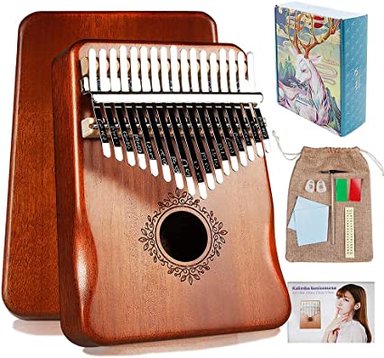 Kalimba 17 Keys Thumb Piano with Study Instruction and Tune Hammer,Portable Mahogany Wood Finger Piano, Gift for Kids Adult Beginners Professional.