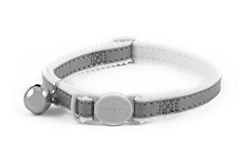 Ancol Reflective Elasticated Cat Collar Silver - With Silver Bell