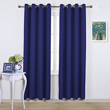 NICETOWN Extra Long Room Darkening Thermal Insulated Solid Livingroom Window Blackout Curtains / Drapes (1 Pair,52 x 95-Inch,Royal Blue)