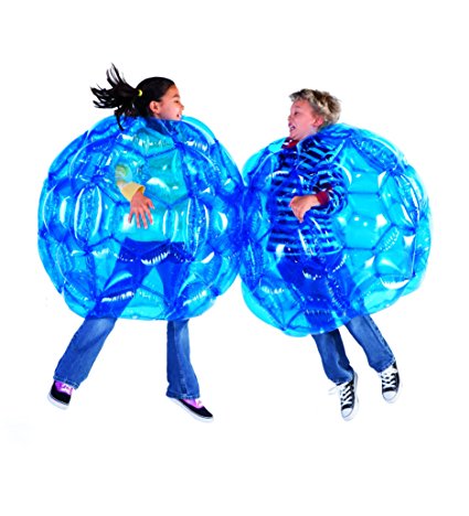 HearthSong Set of 2 Blue BBOP Buddy Bumper Ball Inflatable Blow Up Giant Wearable Body Bubble Zorb Soccer Suit Heavy Duty Durable PVC Vinyl Kids Adults Physical Outdoor Active Play 36'' Inches Diam