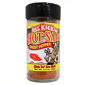Ass Kickin' Hot Spicy Ghost Pepper Salt – 3.4oz. Shaker Jar - Perfect Flavored Salt for Popcorn Seasoning, Margarita Salt and French Fry Seasoning - Premium Gourmet Gift