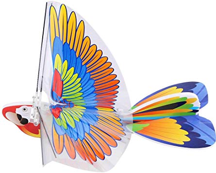 Dilwe Flying RC e-Birds, Remote Control Eagle Parrot Birds Kids Children Toys (Two Types) (Orange and Blue Wing)