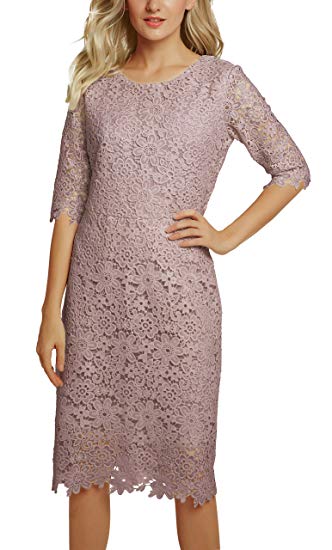 Urban CoCo Women's Lace Sheath Dress Slim Fit Midi Dress