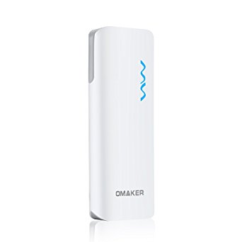 Omaker Intelligent 10000mAh(2.1Amp 2.1Amp Output) Portable Charger External Battery Pack with Flashlight-White