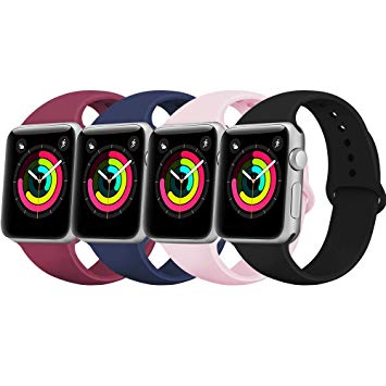 iGK Compatible with Apple Watch Band 38mm Strap, Silicone Sport Replacement Bands for iwatch 38mm 40mm 42mm 44mm,Wristbands Fit for Series 4, Series 3, Series 2, Series 1