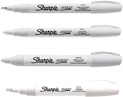 Sharpie Paint Marker Oil Based White All Sizes Kit with Ex Fine, Fine, Medium & Bold