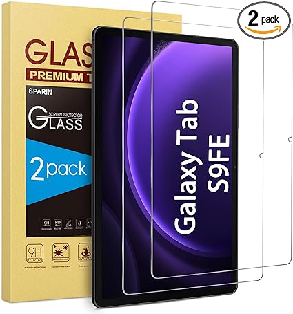 SPARIN [2-Pack] Screen Protector for Samsung Galaxy Tab S9 FE 10.9 inch, HD Clear 9H Tempered Glass for Galaxy Tablet S9 FE with S Pen Compatible, Anti Scratch and Bubble Free