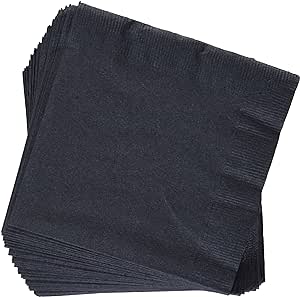 Creative Converting 3-Ply Paper Beverage Napkins, Black Velvet Color, 50 Count