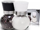 Spectacular Glass Globe Salt and Pepper Grinder Set - Easily Adjustable Grinder to Control Coarseness - Cover Lid to Keep Freshness - Looks Incredible On Your Dinner Table - By bobuCuisine