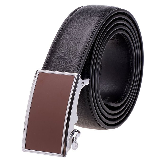 Vbiger Men's Leather Belt Sliding Buckle 35mm Ratchet Belt Black