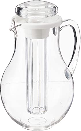 Winco Polycarbonate Water Pitcher with Ice Tube Core, 2-Quart