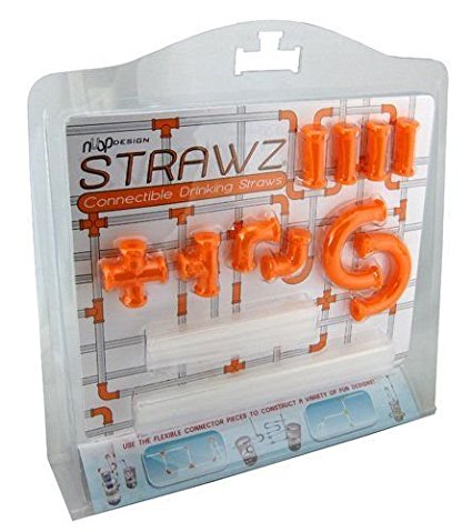 Orange Strawz Connectable Build Your Own Straws Construction Kit - Fun Modular Interlocking Educational Toys
