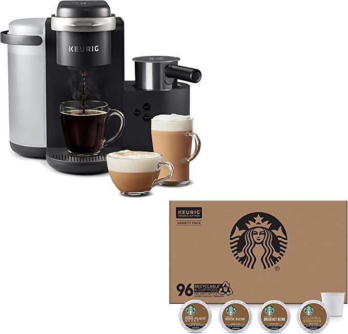 Keurig K-Café Single Serve & Carafe Coffee Maker with Starbucks Medium Roast Variety Pack, 96ct K-Cup Pods