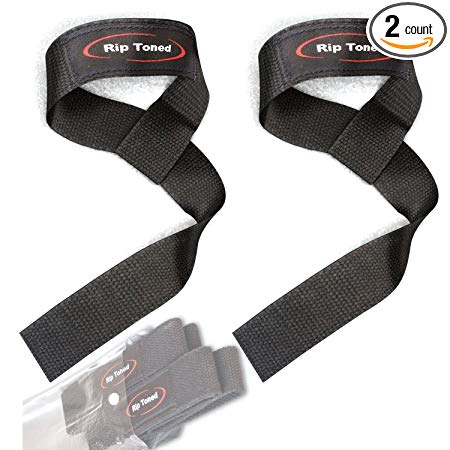 Lifting Straps By Rip Toned (PAIR) - Normal or Small Wrists - Bonus Ebook - Cotton Padded - Weightlifting, Xfit, Bodybuilding, Strength Training, Powerlifting