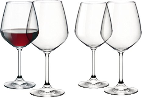 Paksh Novelty Italian Red Wine Glasses - 18 Ounce - Lead Free - Shatter Resistant - Wine Glass Set of 4, Clear