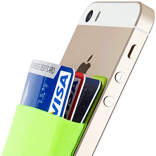 SINJIMORU Card Holder for Back of Phone, Stick on Wallet functioning as Credit Card Holder, Phone Wallet and iPhone Card Holder / Card Wallet for Cell Phone. Sinji Pouch Basic 2, Light Green.