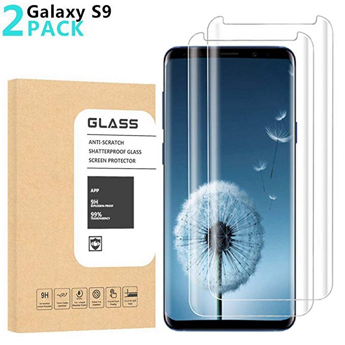 Galaxy S9 Screen Protector [2-Pack], OLINKIT HD Clear Anti-Bubble Film Screen Protector for Galaxy S9 (Case Friendly Compatible)