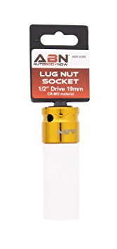 ABN 1/2” Inch Impact Drive 19mm Lug Nut Socket – Non-Marring, Color-Coded, Laser-Etched, Thin-Walled Wheel Rim Protector