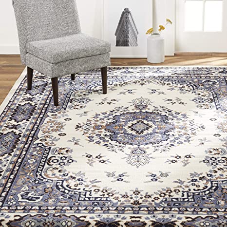 Home Dynamix Premium Sakarya Traditional Medallion Border Area Rug, Porcelain, 3'7"x5'2" Rectangle