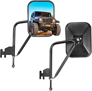 JOYTUTUS Upgraded Mirrors Doors Off for Wrangler JK JKU JL JLU & Gladiator JT 2007-2024, No Vibrate & Wobble Wide Side Mirrors, Easy-Install Doorless Quick Release Mirror for Safe Doors Off Driving