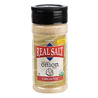 REDMOND Real Onion Sea Salt - Natural Unrefined Organic Gluten Free Coarse, 8 Ounce Shaker