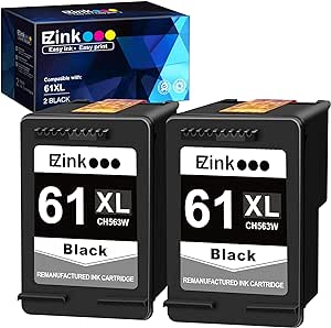 E-Z Ink (TM) Remanufactured Ink Cartridge Replacement for HP 61XL 61 XL High Yield for HP Envy 4500 4502 5530 DeskJet 2512 1512 2542 2540 2544 3052a 1055 2548 OfficeJet 4630 Printer (2 Black,2Pack)