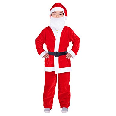 Child's Christmas Costumes Santa Claus Suit Outfit Set with Hat for Boys Kids