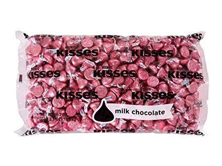 Hershey's KISSES Milk Chocolate Pink Easter Egg Filler Bulk Candy, approx. 400 Pieces